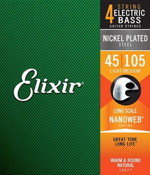 Elixir Electric Bass Nickel Plated Steel with NANOWEB Coating (45-105)